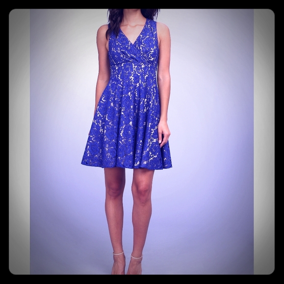 ELIZA J Party/Event Fit-n-Flare Blue Dress - Picture 1 of 5